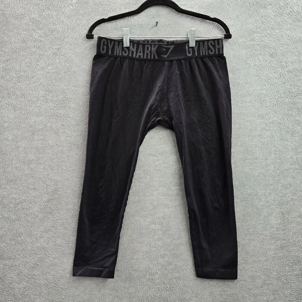 Gymshark Men Activewear‎ Pants M Black Elastane Nylon Running Legging Logo 18